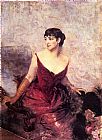 Giovanni Boldini Famous Paintings - Countess de Rasty Seated in an Armchair